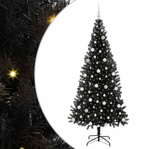 VidaXL Choinka z 300 diodami LED z podstawą Czarny 210 cm PVC