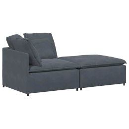 VidaXL Sofa modułowa z podnóżkiem i poduszkami aksamitna ciemnoszara