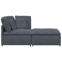 VidaXL Sofa modułowa z podnóżkiem i poduszkami aksamitna ciemnoszara