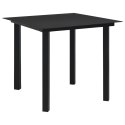 VidaXL Stół ogrodowy, czarny, 80x80x74 cm, stal i szkło