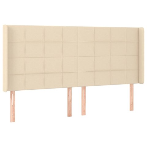 VidaXL Zagłówek do łóżka z LED, kremowy, 163x16x118/128 cm, tkanina