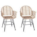 VidaXL Krzesło jadalniane 2 pcs Naturalny 44 x 44 x 74 cm