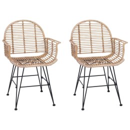 VidaXL Krzesło jadalniane 2 pcs Naturalny 44 x 44 x 74 cm