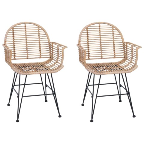 VidaXL Krzesło jadalniane 2 pcs Naturalny 44 x 44 x 74 cm