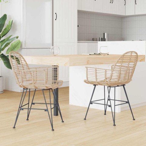 VidaXL Krzesło jadalniane 2 pcs Naturalny 44 x 44 x 74 cm