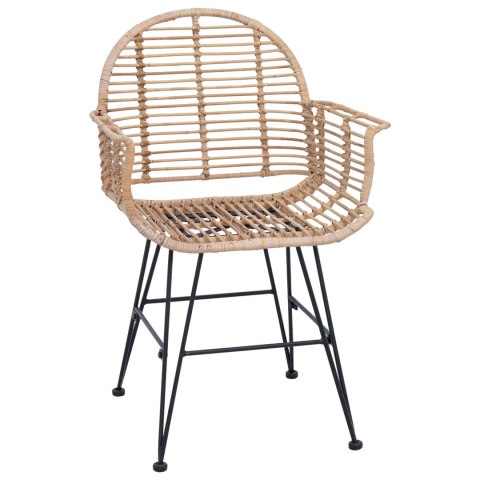 VidaXL Krzesło jadalniane 2 pcs Naturalny 44 x 44 x 74 cm