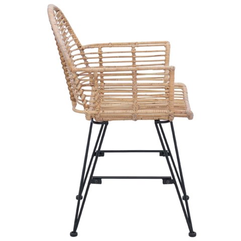 VidaXL Krzesło jadalniane 2 pcs Naturalny 44 x 44 x 74 cm