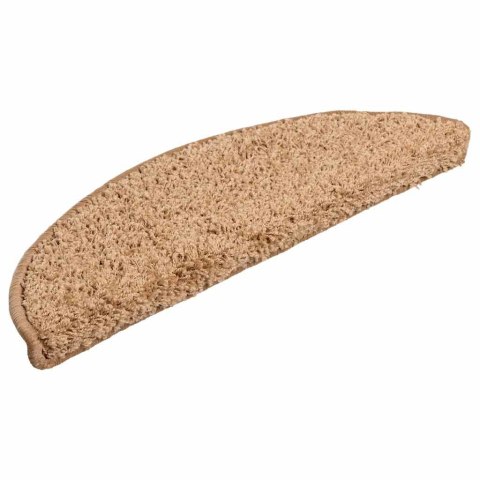 VidaXL Maty na schody 15 szt. 56x17x3 cm Beżowe półokrągłe