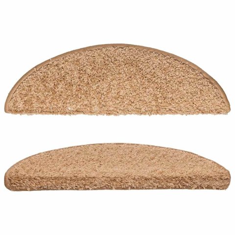 VidaXL Maty na schody 15 szt. 56x17x3 cm Beżowe półokrągłe