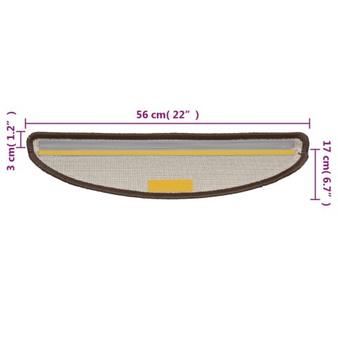 VidaXL Maty na schody 15 szt. 56x17x3 cm Brązowe półokrągłe