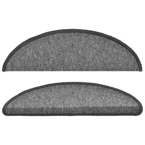 VidaXL Maty na schody 15 szt. 56x17x3 cm Ciemnoszary Półokrągły