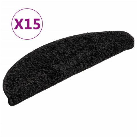 VidaXL Maty na schody 15 szt. 56x17x3 cm Czarne półokrągłe