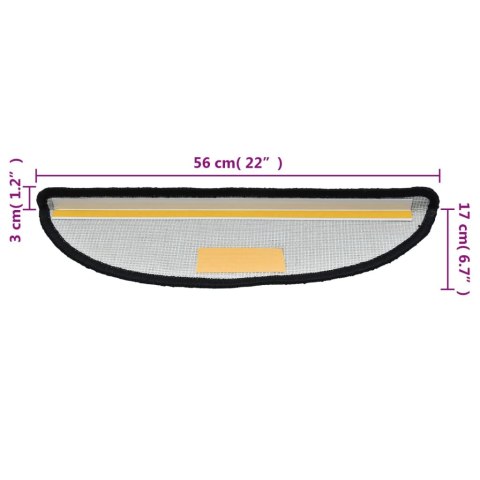 VidaXL Maty na schody 15 szt. 56x17x3 cm Czarne półokrągłe