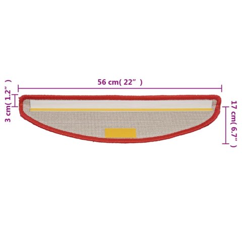 VidaXL Maty na schody 15 szt. 56x17x3 cm Czerwone półokrągłe