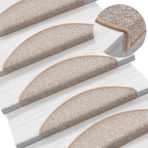VidaXL Maty na schody 15 szt. 56x17x3 cm Jasnobrązowe półokrągłe