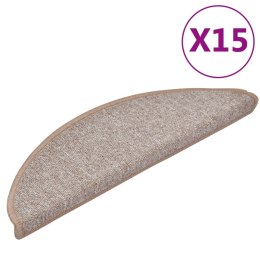 VidaXL Maty na schody 15 szt. 56x17x3 cm Jasnobrązowe półokrągłe