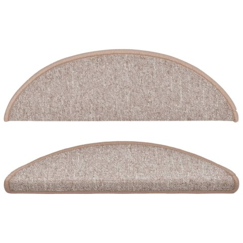 VidaXL Maty na schody 15 szt. 56x17x3 cm Jasnobrązowe półokrągłe