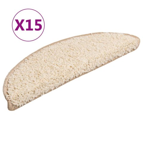 VidaXL Maty na schody 15 szt. 56x17x3 cm Kremowe półokrągłe