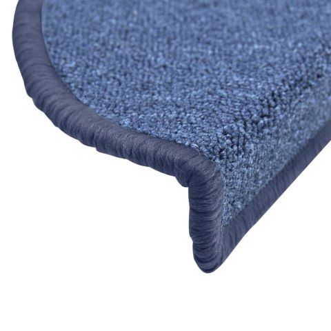 VidaXL Maty na schody 15 szt. 56x17x3 cm Niebieskie półokrągłe