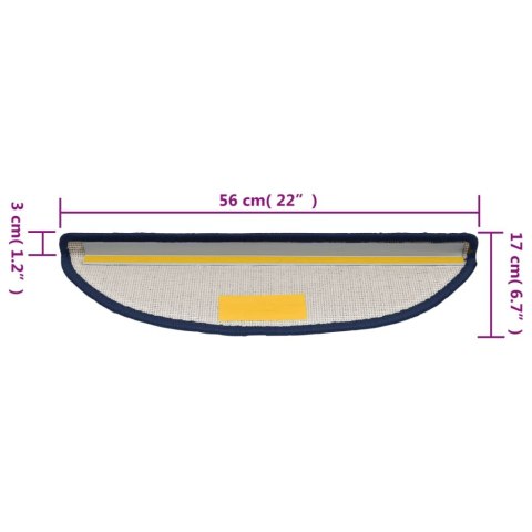VidaXL Maty na schody 15 szt. 56x17x3 cm Niebieskie półokrągłe