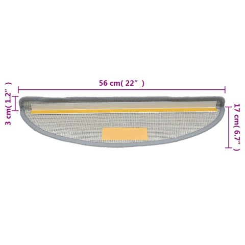 VidaXL Maty na schody 15 szt. 56x17x3 cm Szare półokrągłe