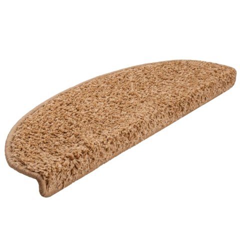 VidaXL Maty na schody 15 szt. 65x21x4 cm Beżowe półokrągłe duże