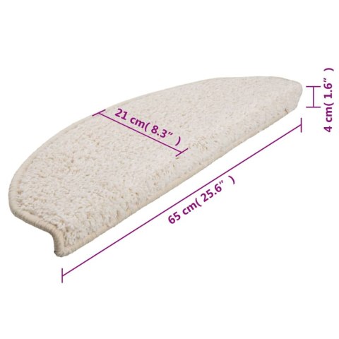 VidaXL Maty na schody 15 szt. 65x21x4 cm Białe półokrągłe duże