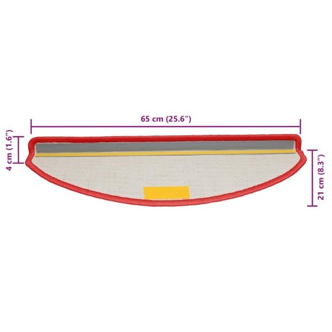 VidaXL Maty na schody 15 szt. 65x21x4 cm Czerwone półokrągłe duże