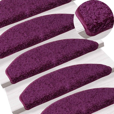 VidaXL Maty na schody 15 szt. 65x21x4 cm Fioletowe półokrągłe duże