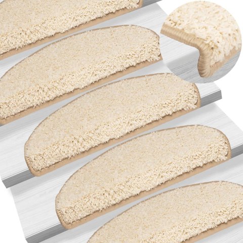 VidaXL Maty na schody 15 szt. 65x21x4 cm Kremowe półokrągłe duże