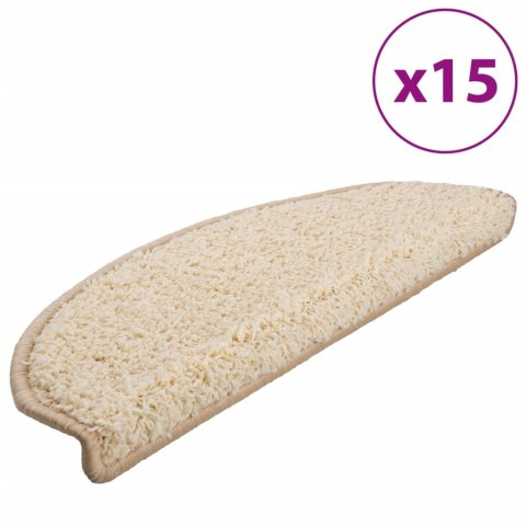 VidaXL Maty na schody 15 szt. 65x21x4 cm Kremowe półokrągłe duże