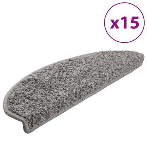 VidaXL Maty na schody 15 szt. 65x21x4 cm Szare półokrągłe duże