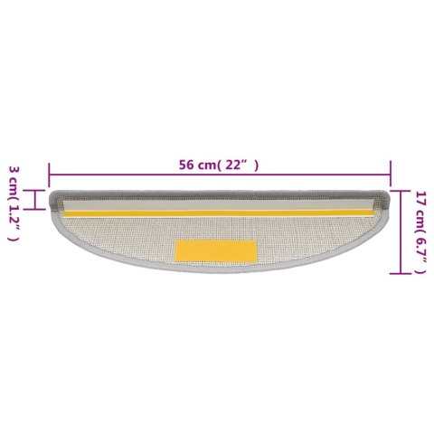 VidaXL Nakładki na schody, 15 szt., 56 x 17 x 3 cm, jasnoszare