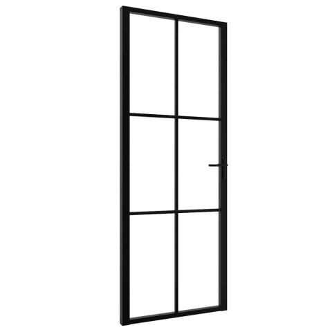 VidaXL Drzwi wewnętrzne, szkło ESG i aluminium, 76x201,5 cm, czarne