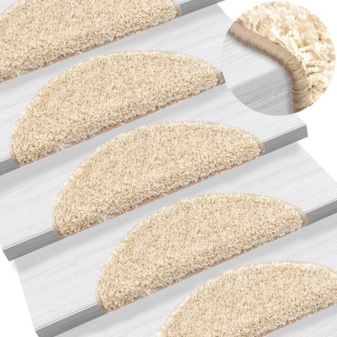 VidaXL Maty na schody 10 szt. 56x17x3 cm Kremowe półokrągłe