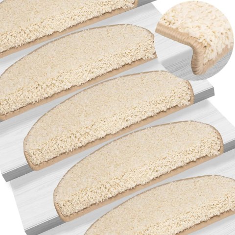 VidaXL Maty na schody 10 szt. 65x21x4 cm Kremowe półokrągłe duże