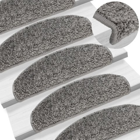 VidaXL Maty na schody 10 szt. 65x21x4 cm Szare półokrągłe duże