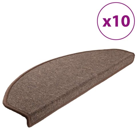 VidaXL Maty na schody 10 szt. 65x24x4 cm Brąz kawowy Półokrągły Duży