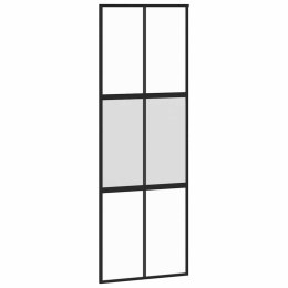 VidaXL Drzwi przesuwne, czarne, 76x205 cm, szkło hartowane, aluminium