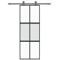 VidaXL Drzwi przesuwne, czarne, 76x205 cm, szkło hartowane, aluminium