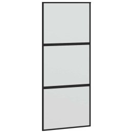 VidaXL Drzwi przesuwne, czarne, 90x205 cm, szkło hartowane, aluminium