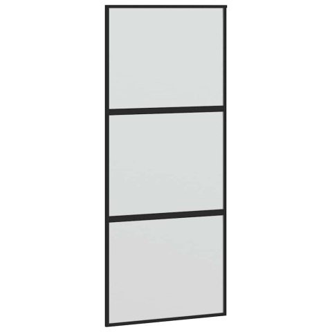 VidaXL Drzwi przesuwne, czarne, 90x205 cm, szkło hartowane, aluminium