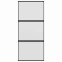 VidaXL Drzwi przesuwne, czarne, 90x205 cm, szkło hartowane, aluminium