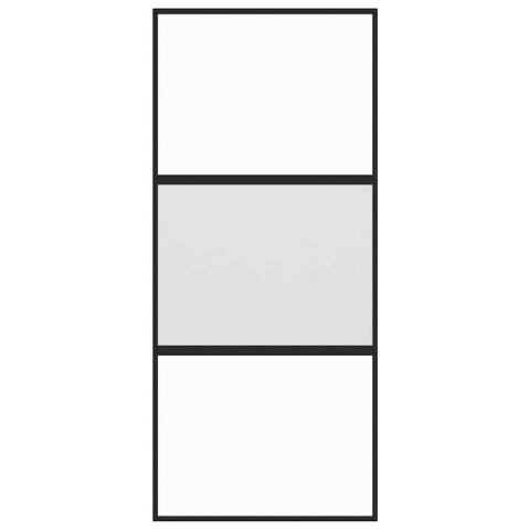 VidaXL Drzwi przesuwne, czarne, 90x205 cm, szkło hartowane, aluminium