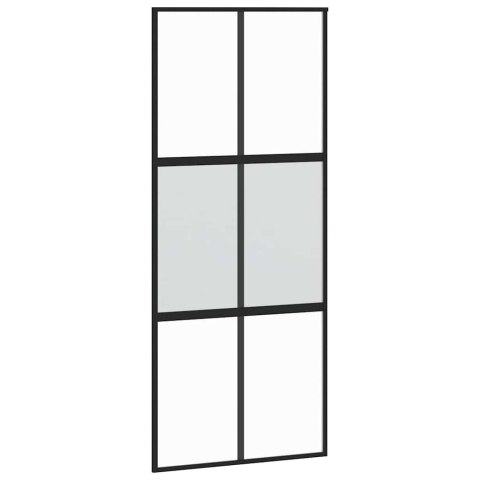 VidaXL Drzwi przesuwne, czarne, 90x205 cm, szkło hartowane, aluminium