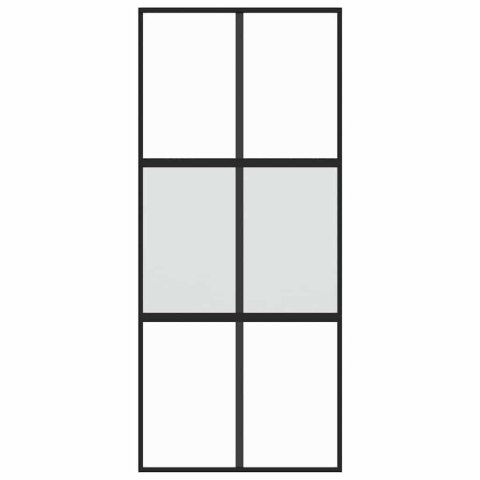 VidaXL Drzwi przesuwne, czarne, 90x205 cm, szkło hartowane, aluminium