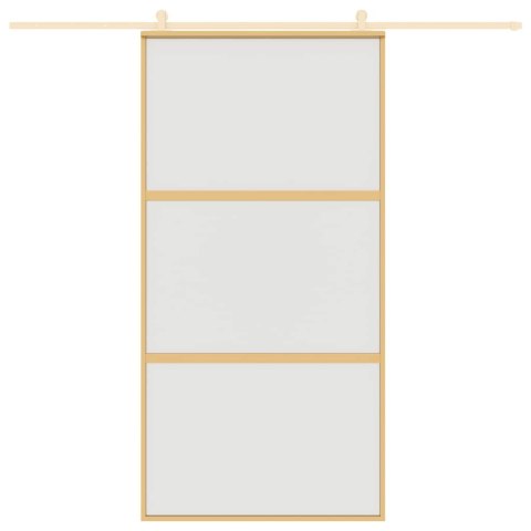 VidaXL Drzwi przesuwne, złote, 102,5x205 cm, mrożone szkło ESG