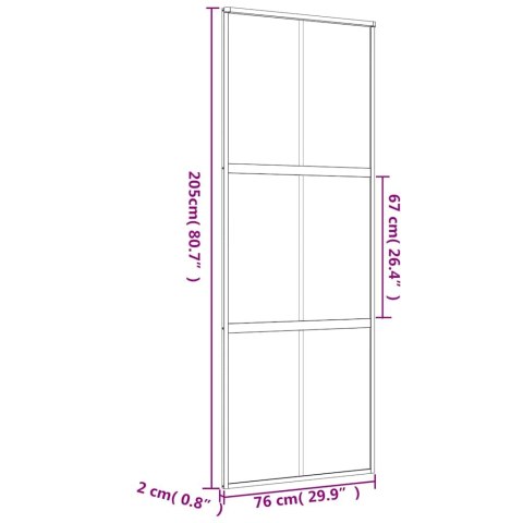 VidaXL Drzwi przesuwne, złote, 76x205 cm, przezroczyste szkło ESG