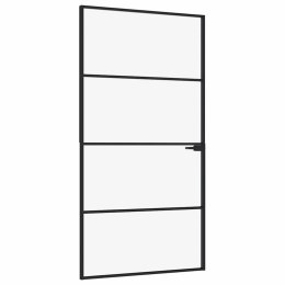 VidaXL Drzwi wewnętrzne, czarne, 102x201,5 cm, szkło i aluminium