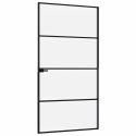 VidaXL Drzwi wewnętrzne, czarne, 102x201,5 cm, szkło i aluminium
